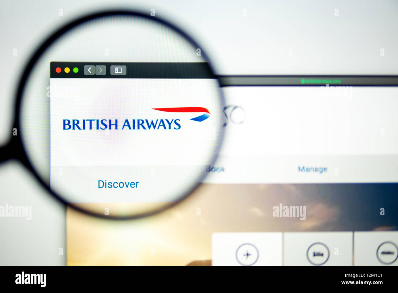 Air carrier British Airways website homepage. British Airways logo