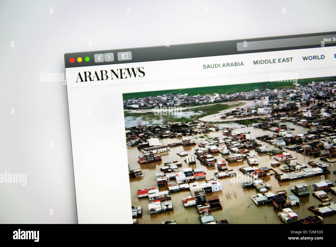 Arab News website homepage. Close up of Independent logo. Сan be used