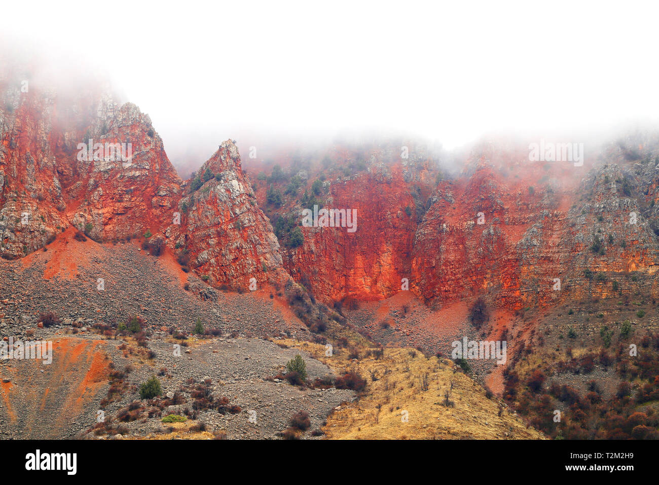 Photo of beautiful fiery red mountains and rocks in Armenia Stock Photo ...