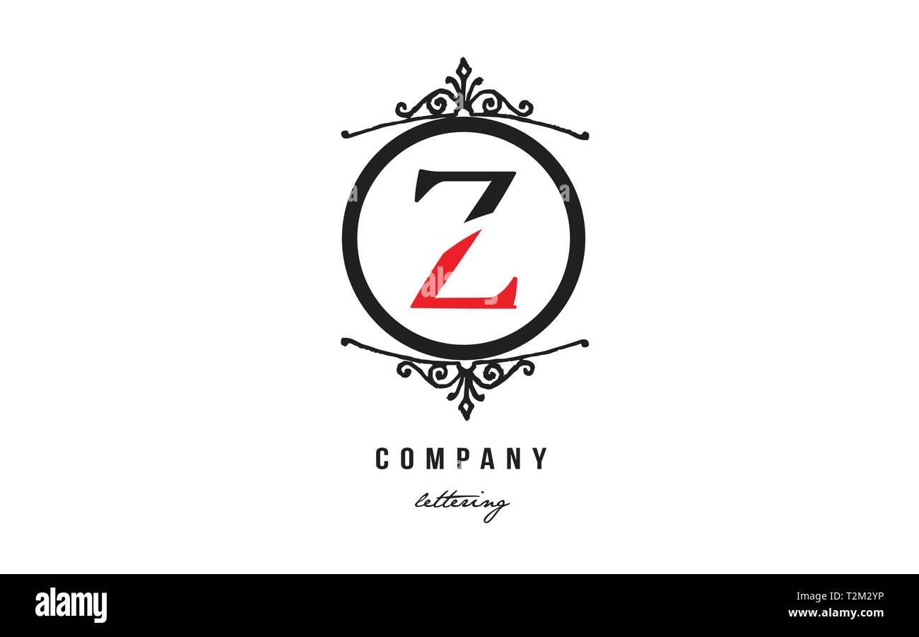 Design of alphabet letter z with black white red color and decorative ...