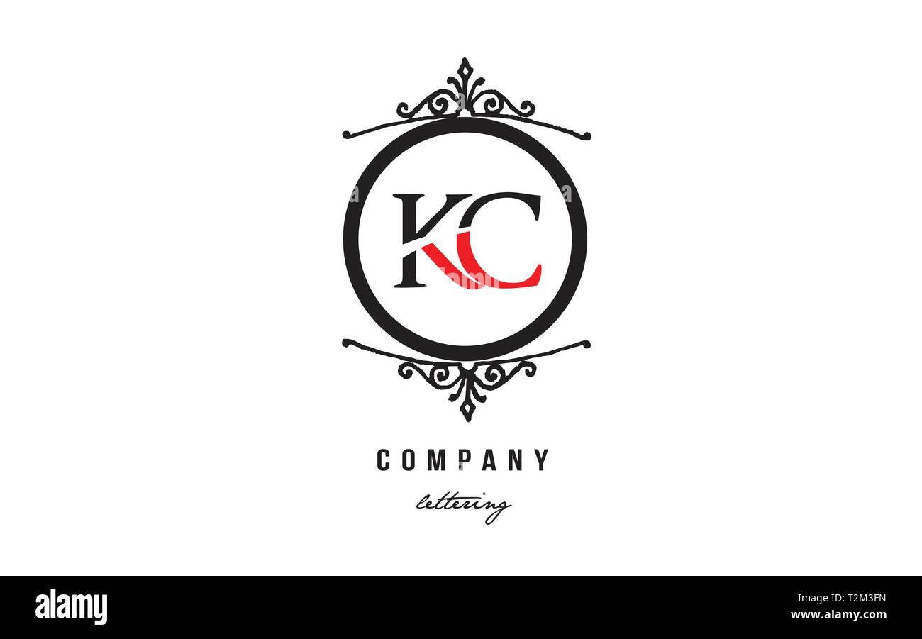 Design of alphabet letter logo combination KC K C with red black white