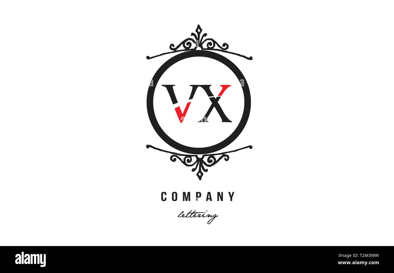 Design of alphabet letter logo combination VX V X with red black white ...