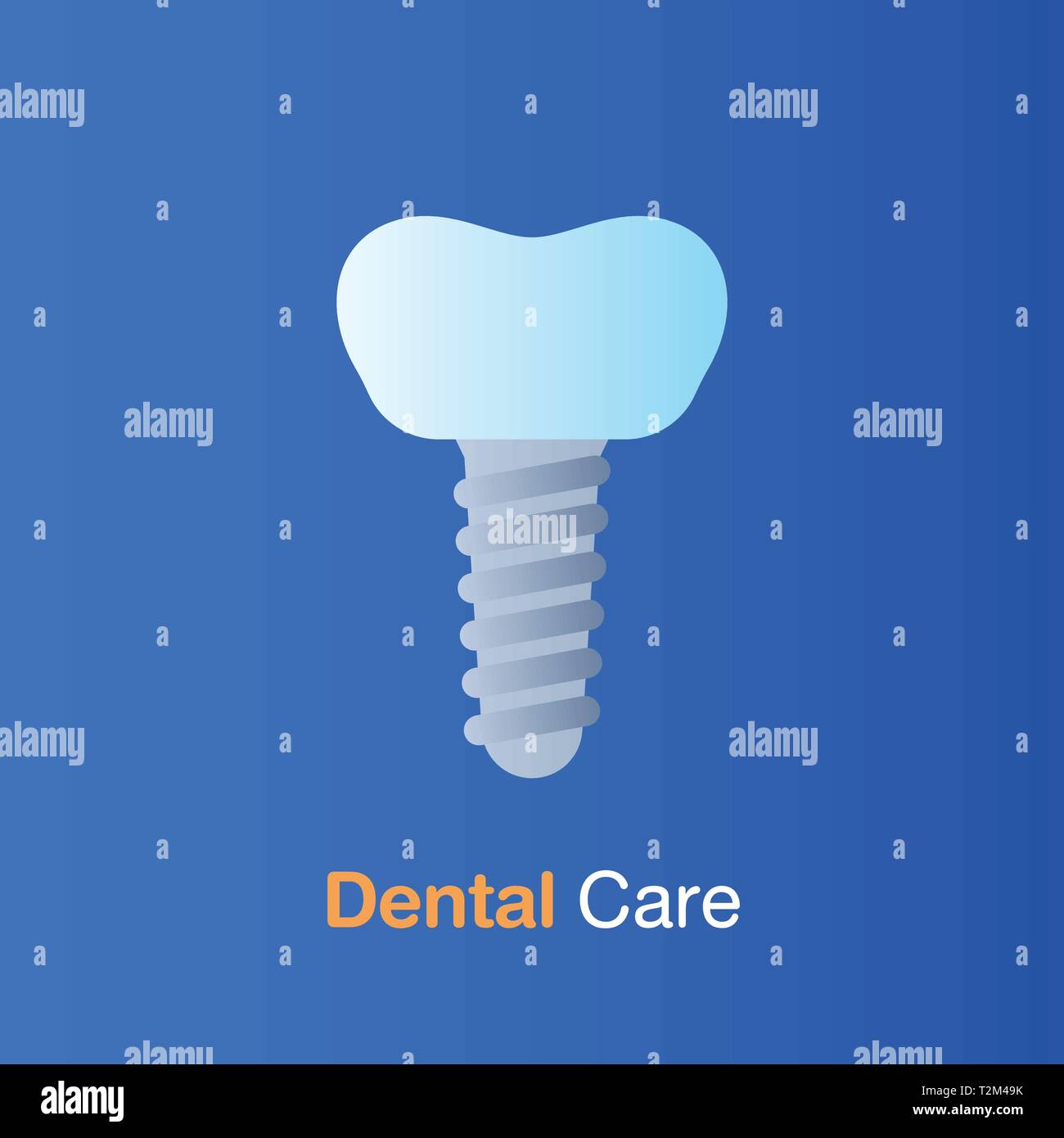 Dental care concept. Implant dentistry, root canal therapy, prevention, check up and dental treatment. Vector illustration. Stock Vector