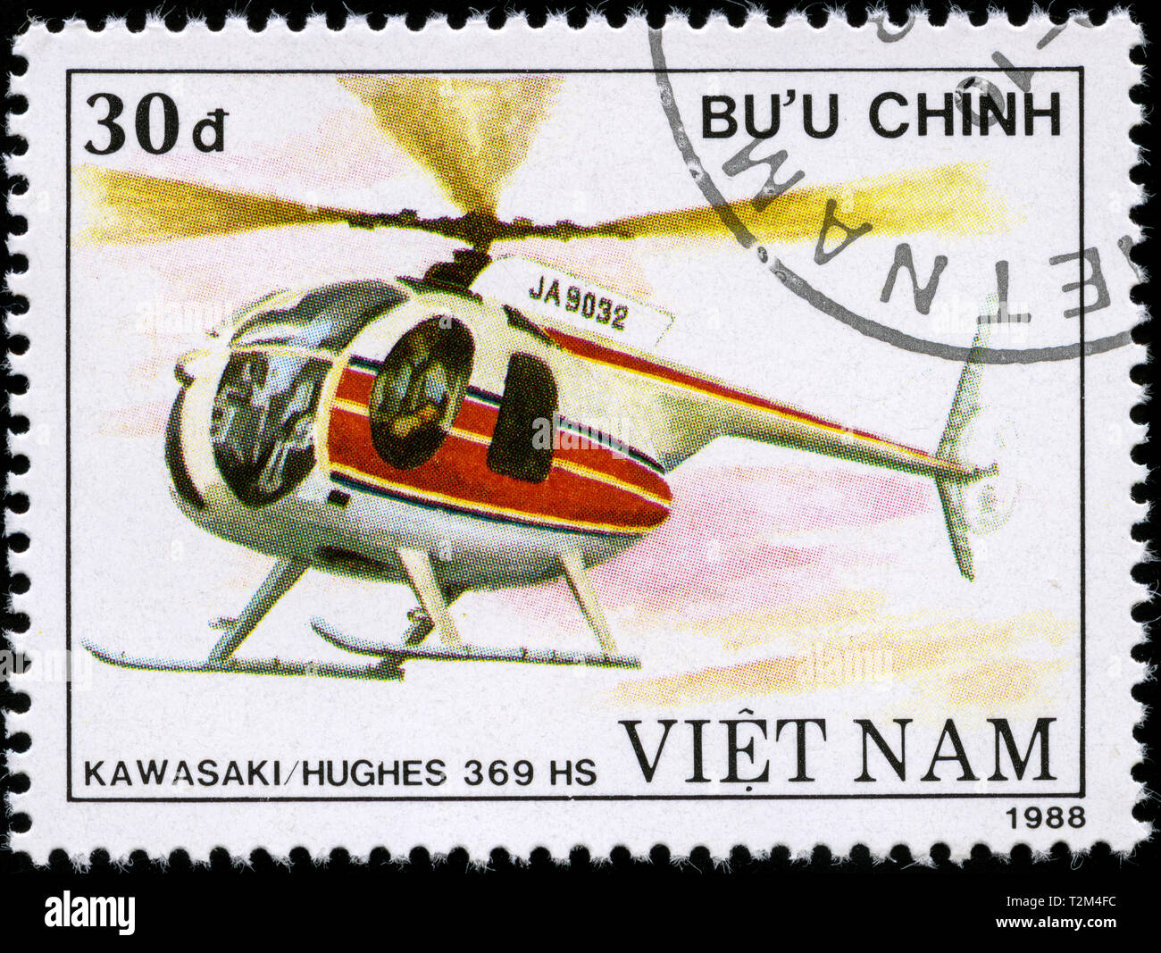 Postage stamp from Vietnam in the Helicopters series issued in 1989 Stock Photo