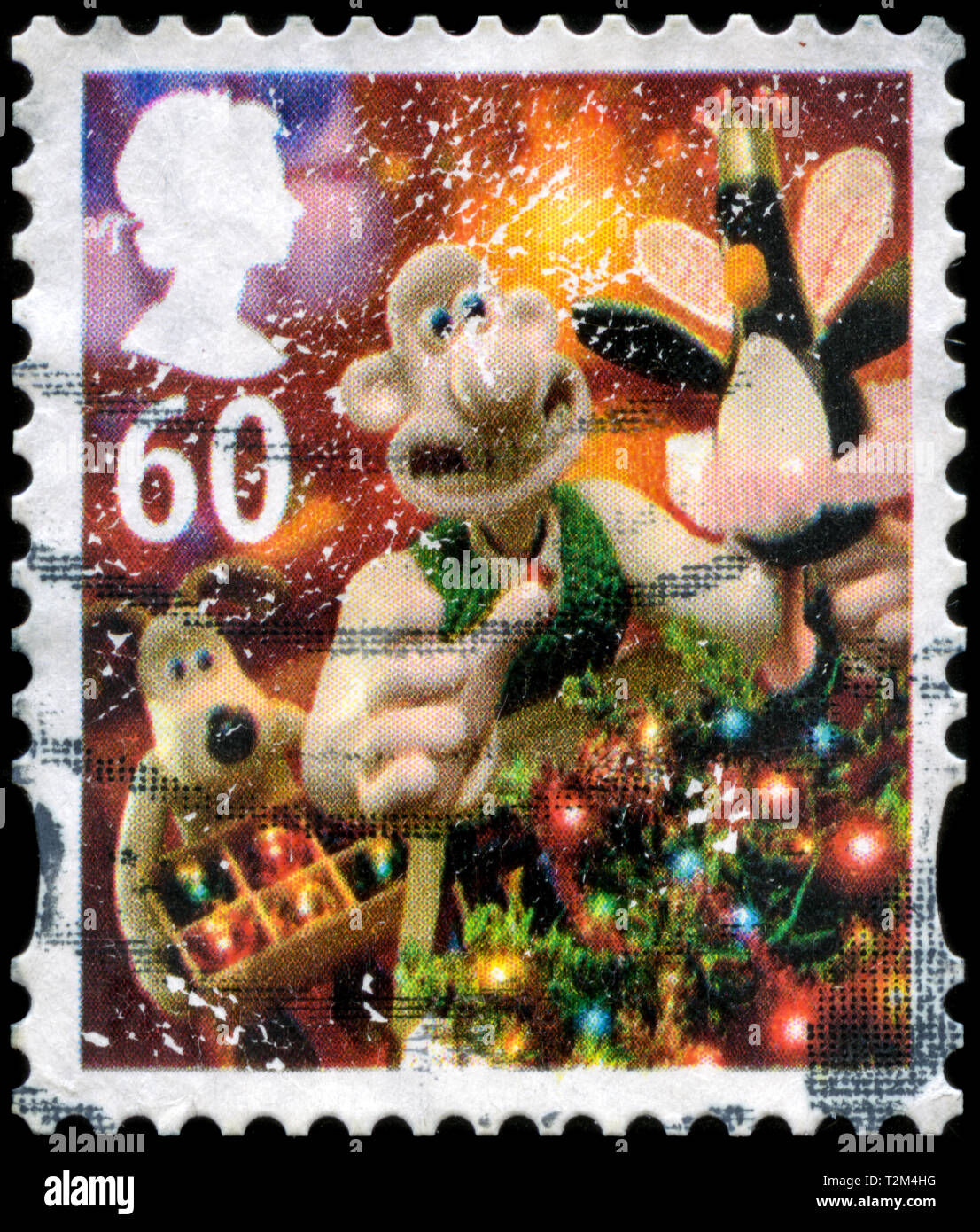 Postage stamp from the United Kingdom and Northern Ireland in the Christmas 2010 – Wallace and Gromit series Stock Photo