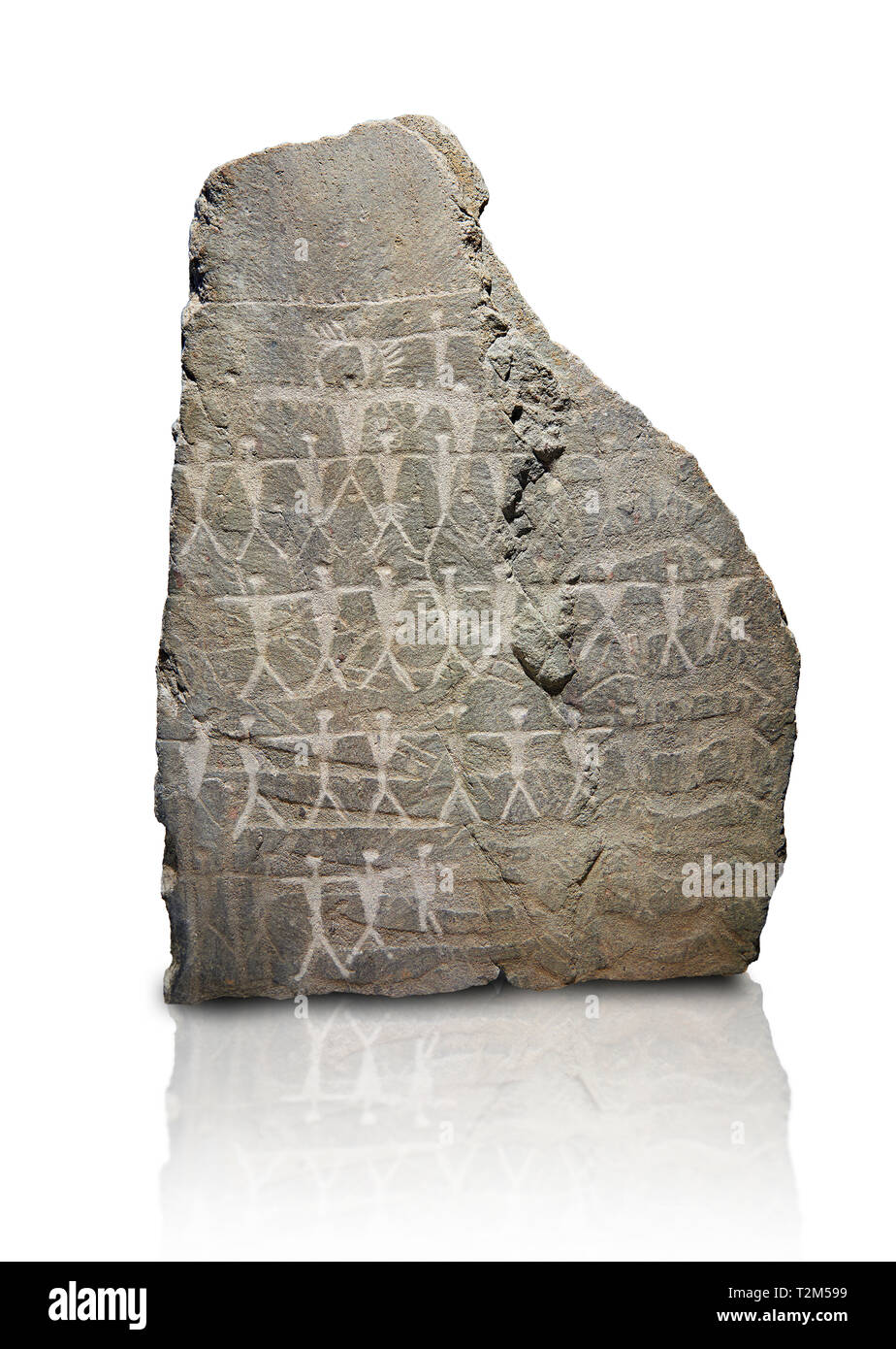 Prehistoric  petroglyphs, rock carvings, of geometric designs carved by  the prehistoric Camuni people, Museum of Prehistory in Val Camonica, Italy Stock Photo