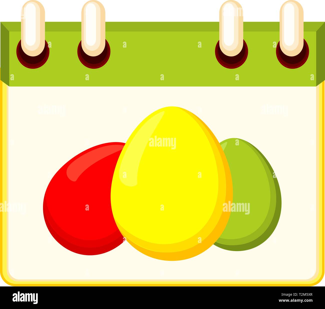 Colorful cartoon easter calendar. Egg hunt date. Christian holiday