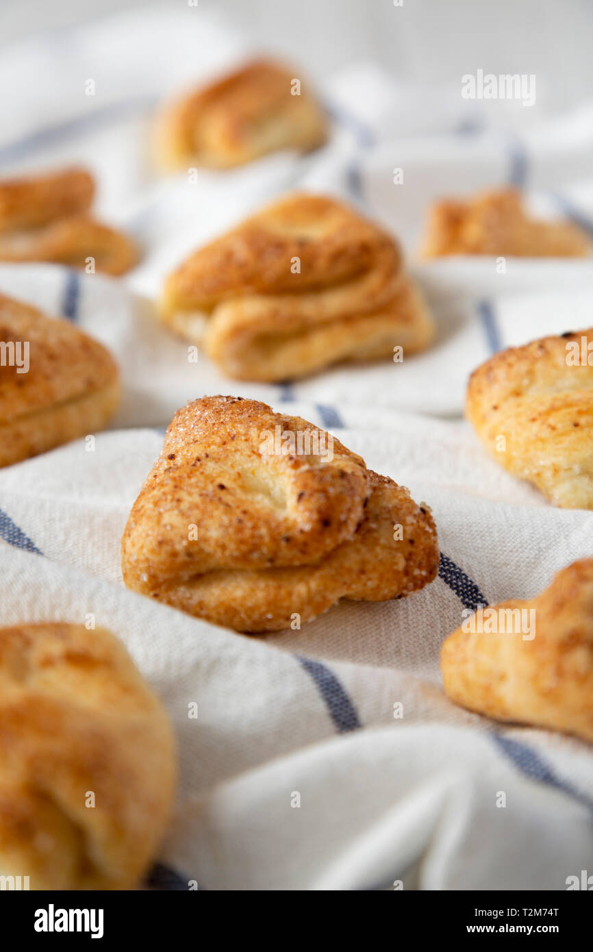 Homemade Cottage Cheese Biscuits On Cloth Side View Selective
