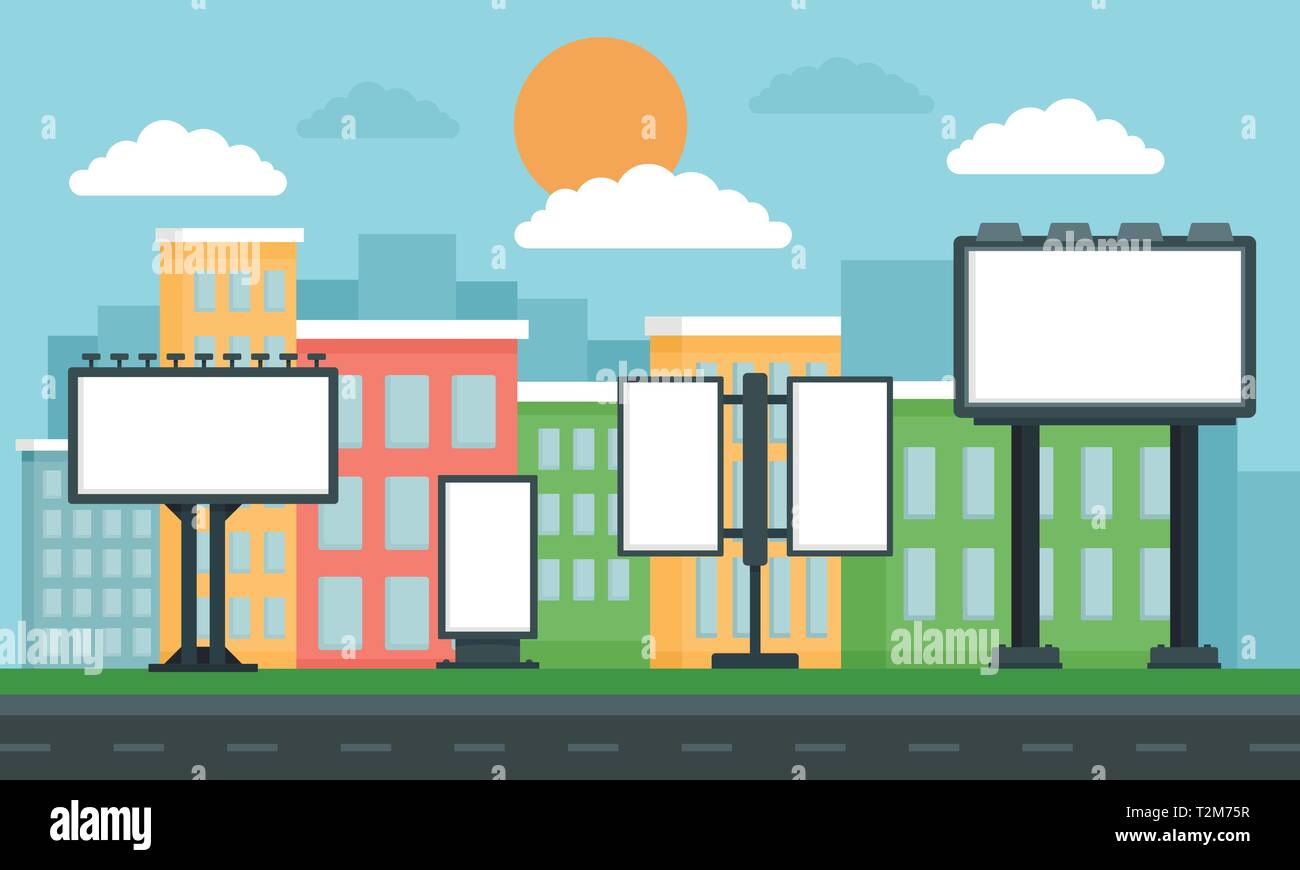 Outdoor advertising concept background. Flat illustration of outdoor