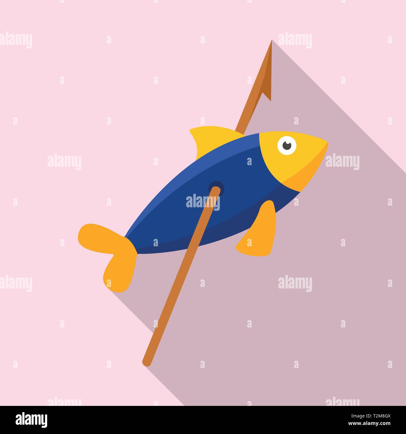 Stone age fish in arrow icon. Flat illustration of stone age fish in arrow vector icon for web design Stock Vector