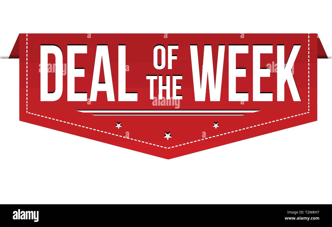 Deal of the week banner design on white background, vector illustration