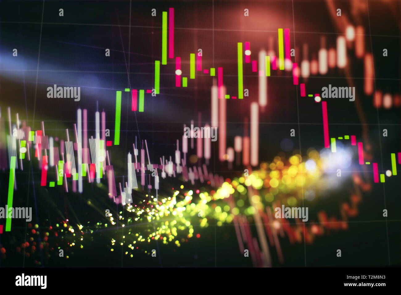 data on a monitor which including of Market Analyze. Bar graphs ...