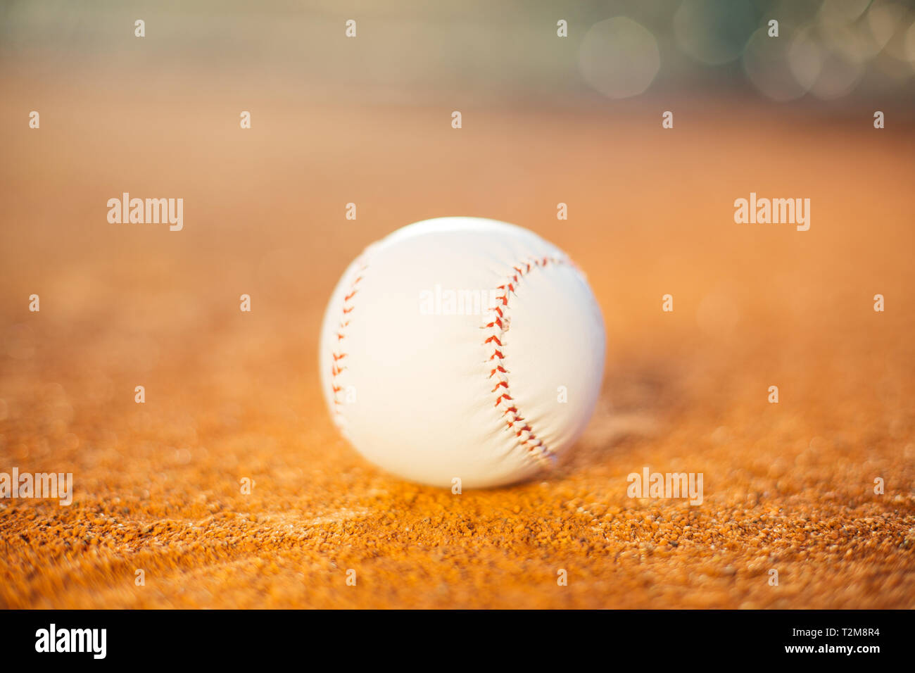 Baseball ball on pitchers mound Stock Photo Alamy
