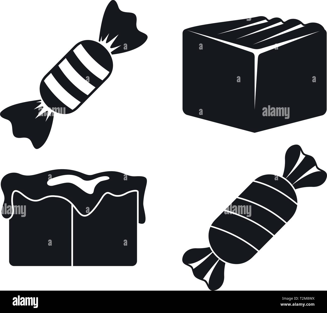 Candy toffee icons set, simple style Stock Vector