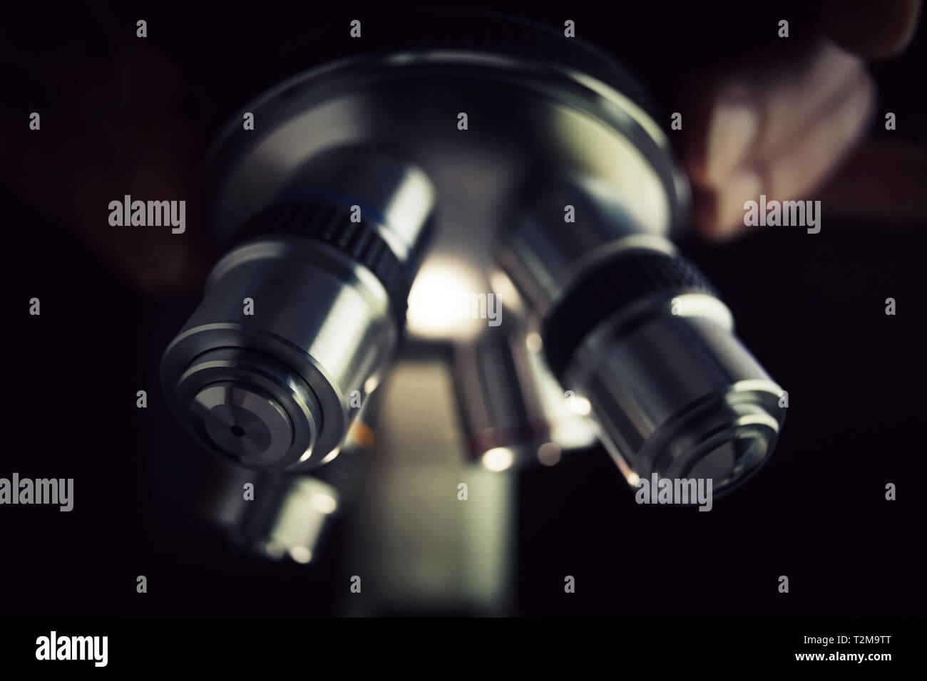 Optical microscope science and laboratory equipment. Microscope is