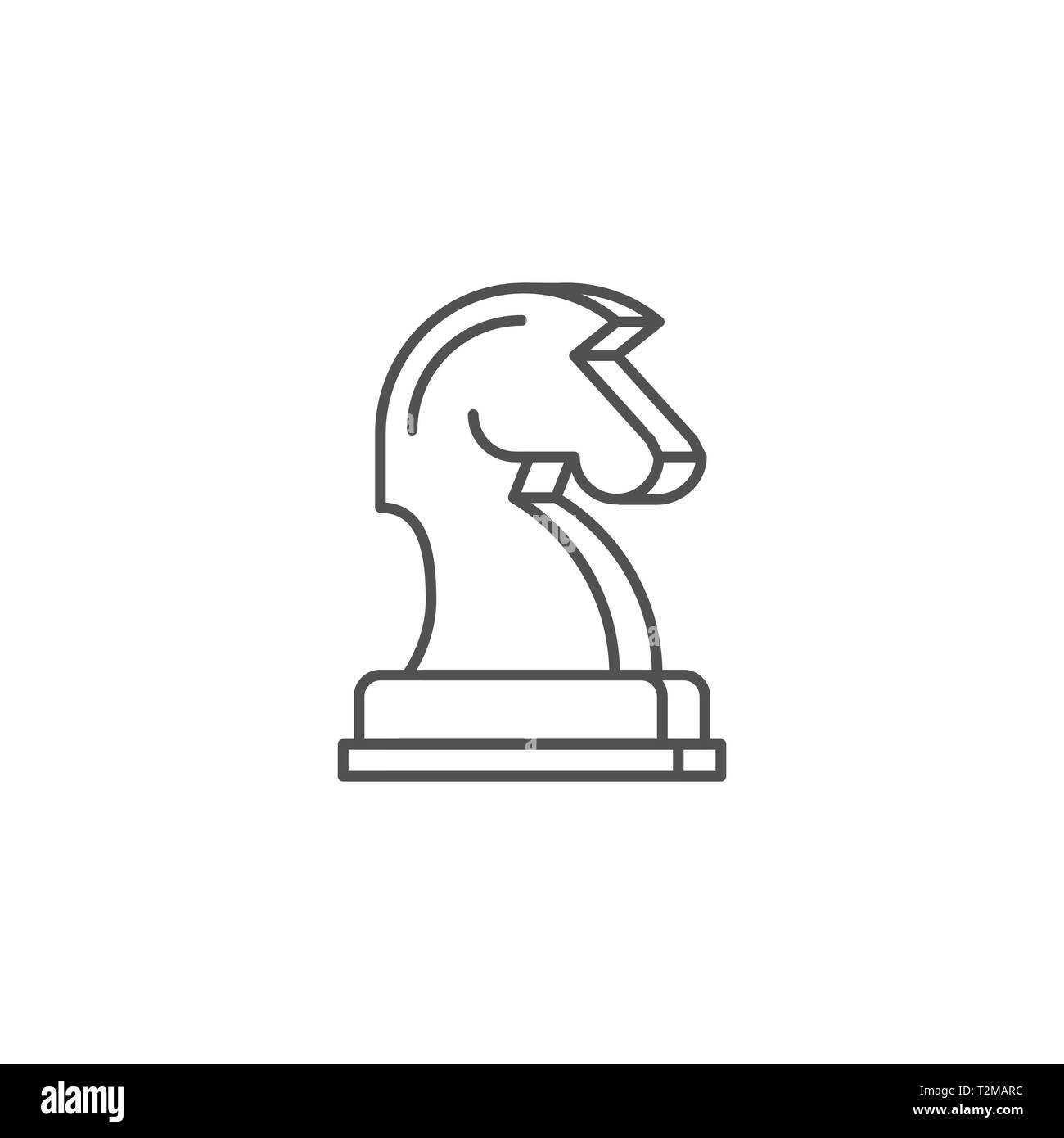 Horse Chess Icon. Horse Chess Related Vector Line Icon. Isolated on White Background. Editable Stroke. Stock Vector