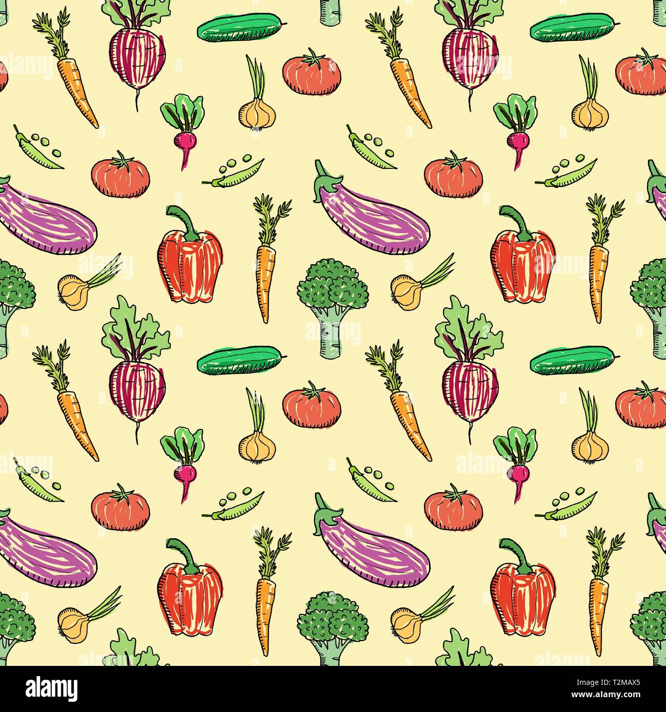 Vegetable vector. Organic vegetables texture. Seamless fashion design ...