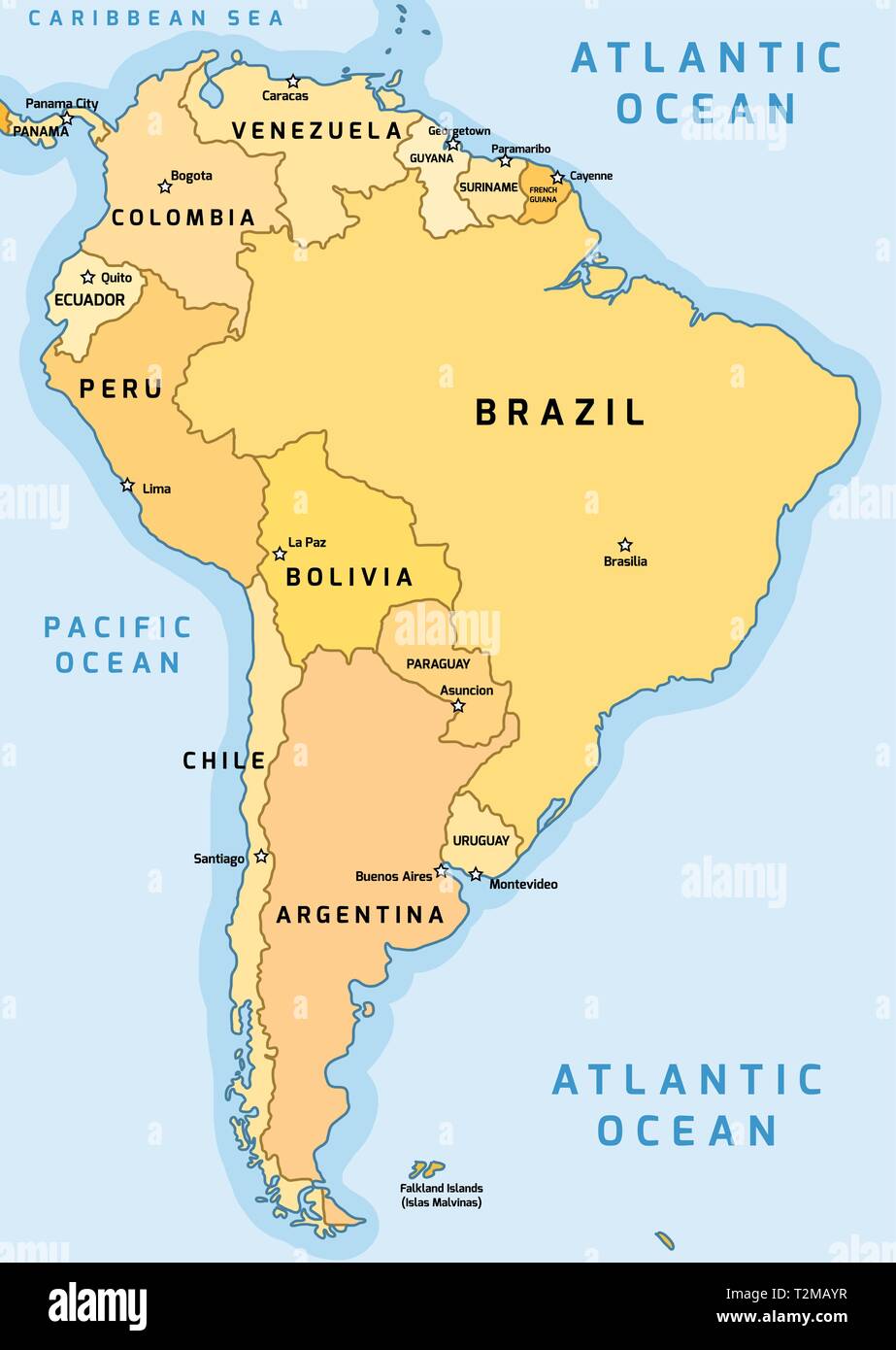 South America Political Map Hi Res Stock Photography And Images Alamy South America Political Division Map Vector Illustration T2MAYR 