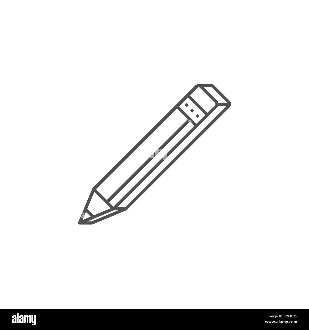 Pencil Icon. Pencil Related Flat Vector Icon. Isolated on White Background. Editable Stroke. Stock Vector