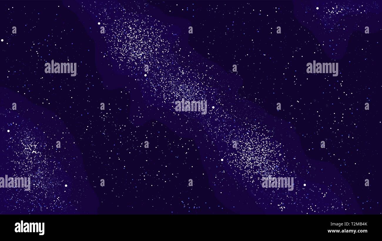 Starry sky vector - night stars background with galaxies and nebulas. Stock Vector