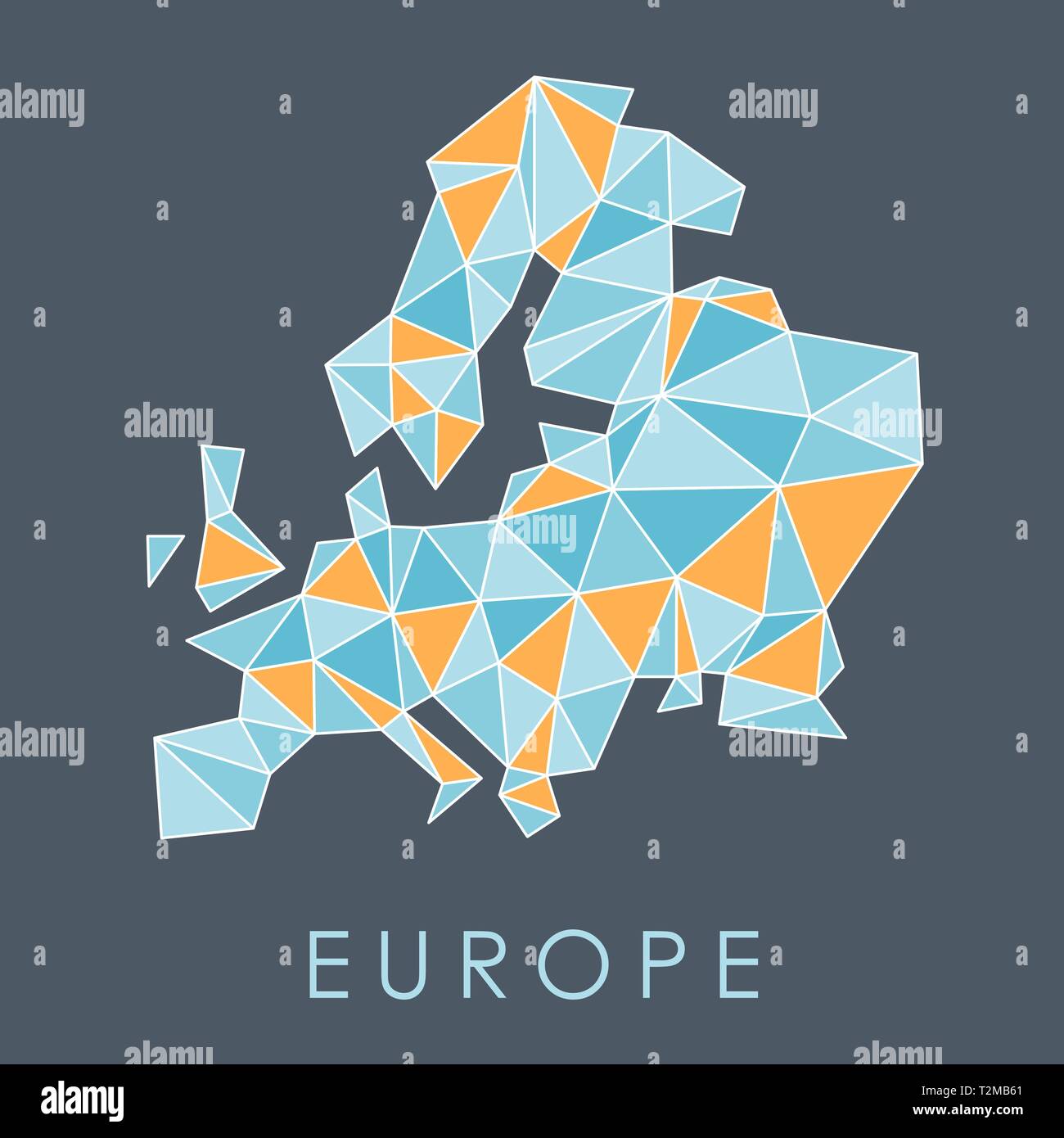 Europe low poly map vector geometric style illustration Stock Vector