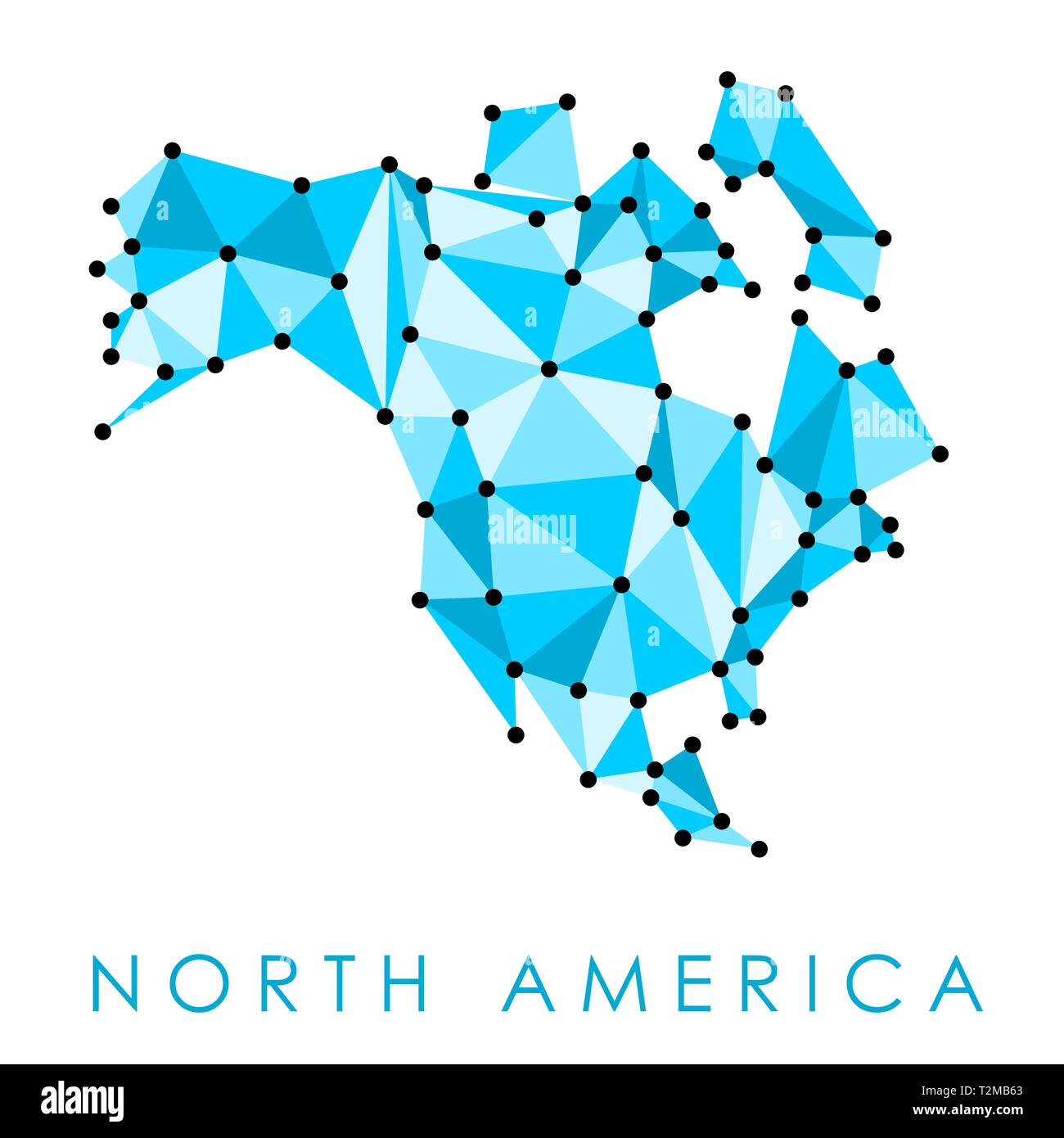 North America low poly map vector - geometric style illustration. Stock Vector