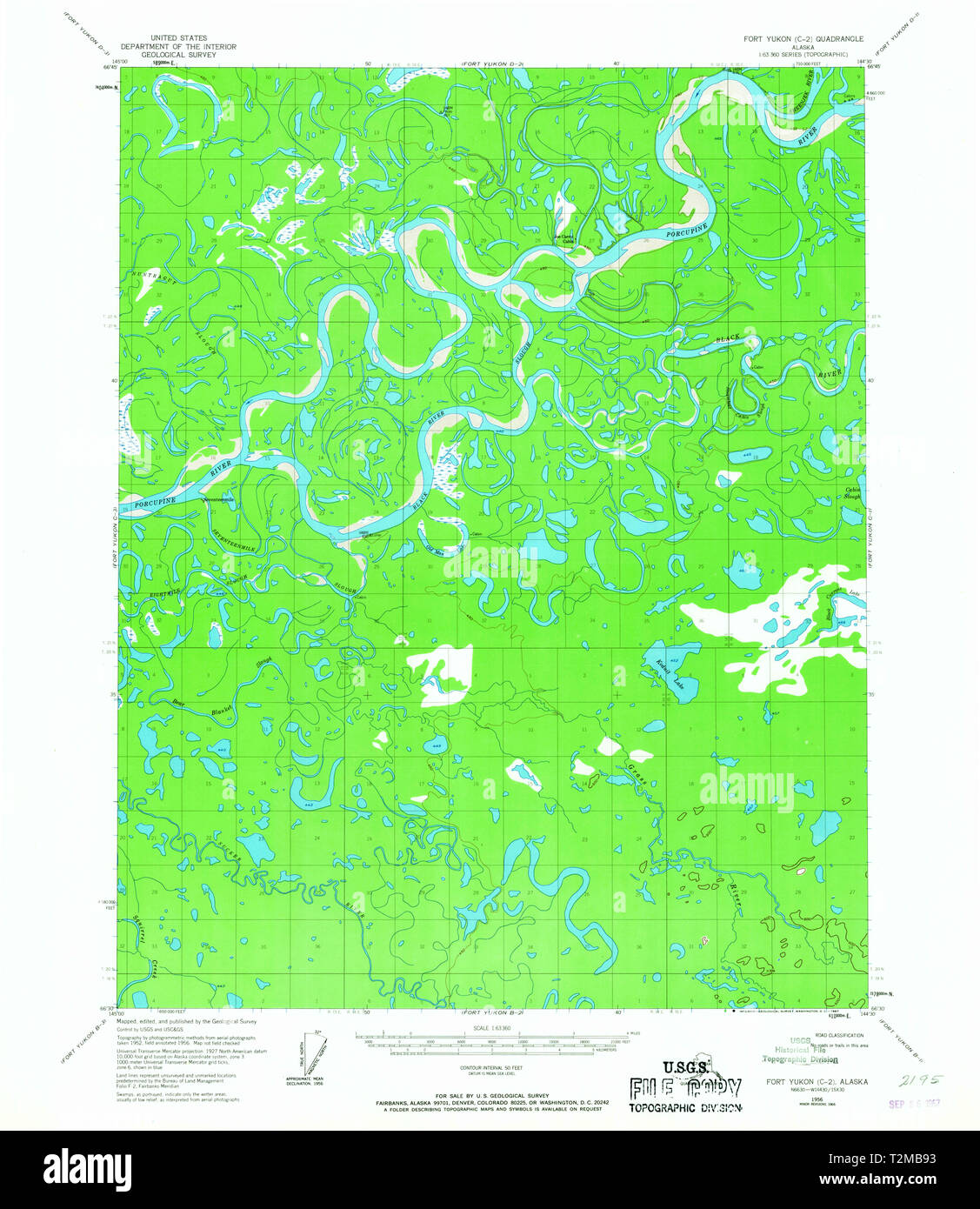 USGS TOPO Map Alaska AK Fort Yukon C2 355701 1956 63360 Restoration