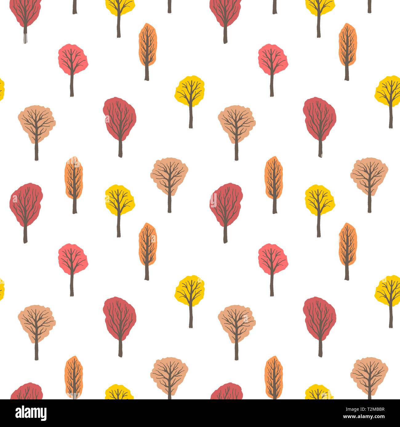 Autumn forest background - seamless colorful trees vector illustration ...