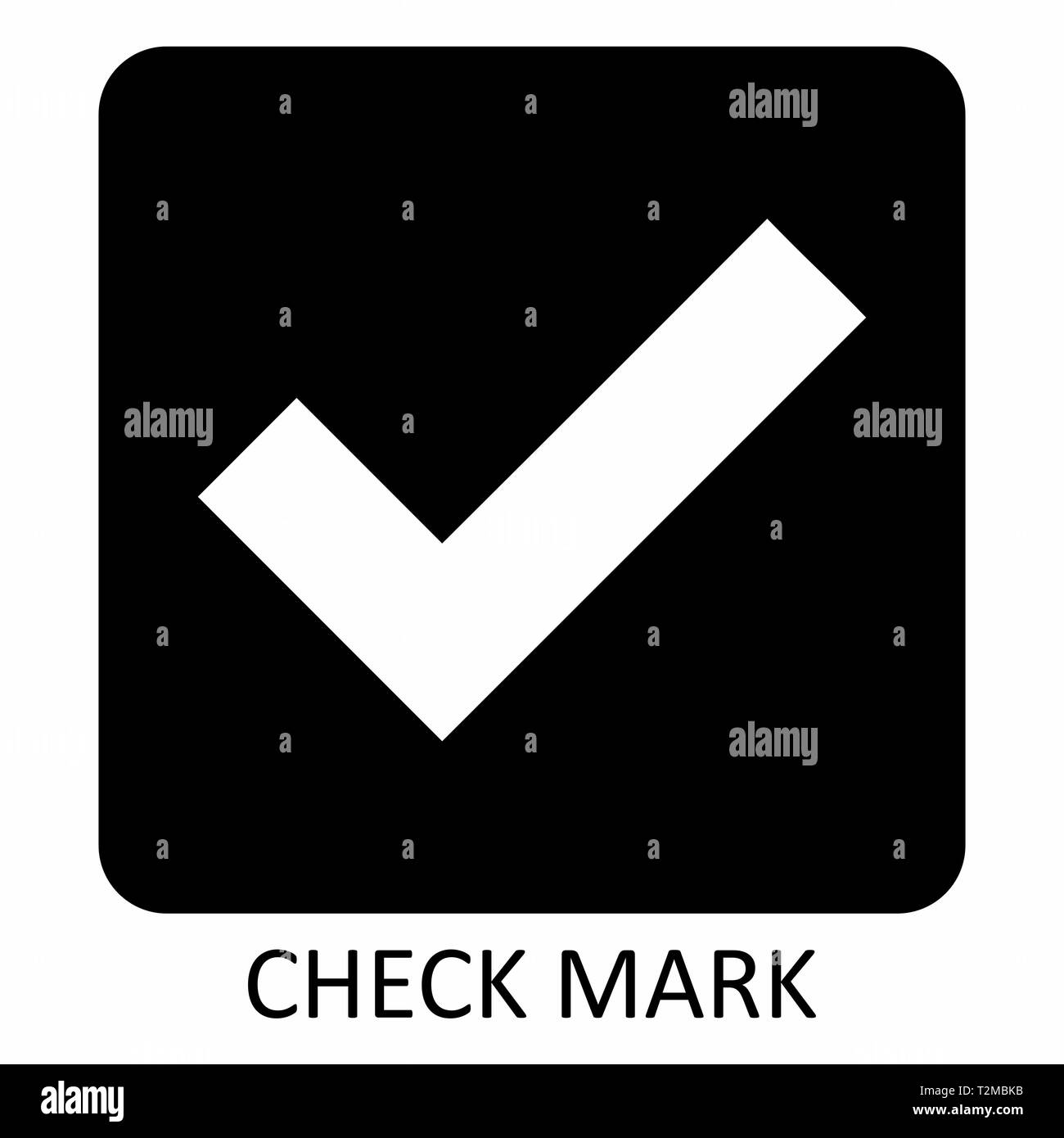 The white Check Mark symbol illustration on dark background Stock