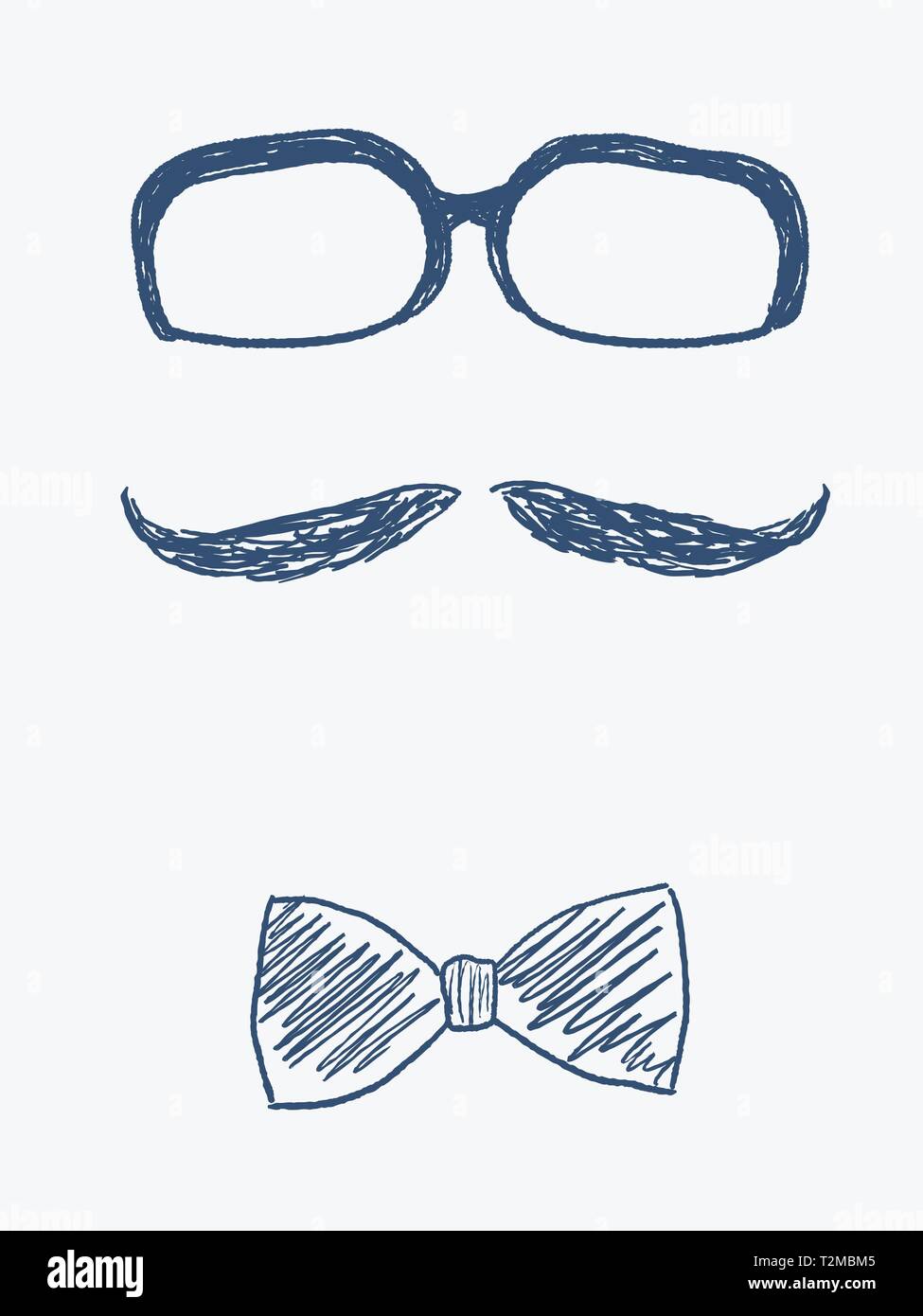 Hipster objects set doodle - glasses, mustache and bow tie vector ...