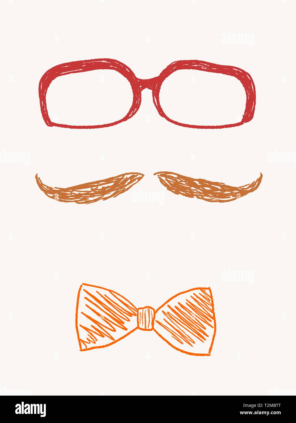 Hipster objects set doodle - glasses, mustache and bow tie vector ...