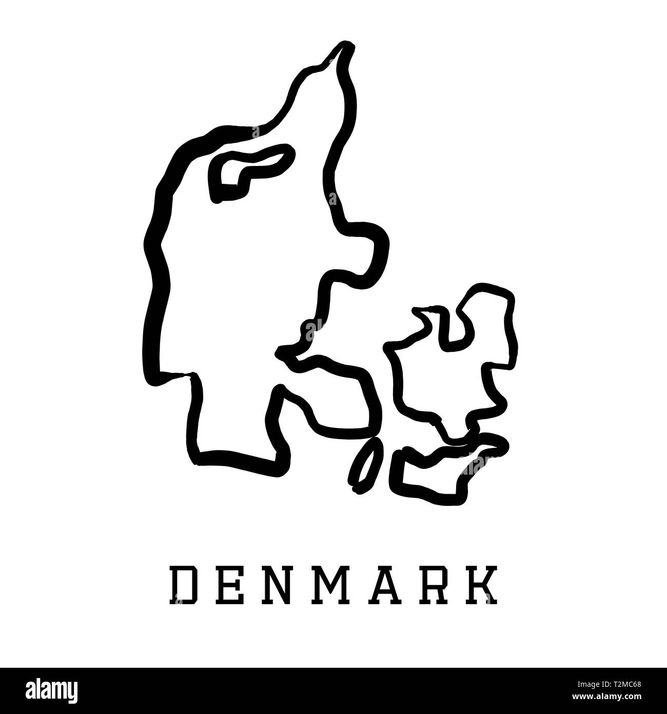 Denmark map outline - smooth country shape map vector. Stock Vector