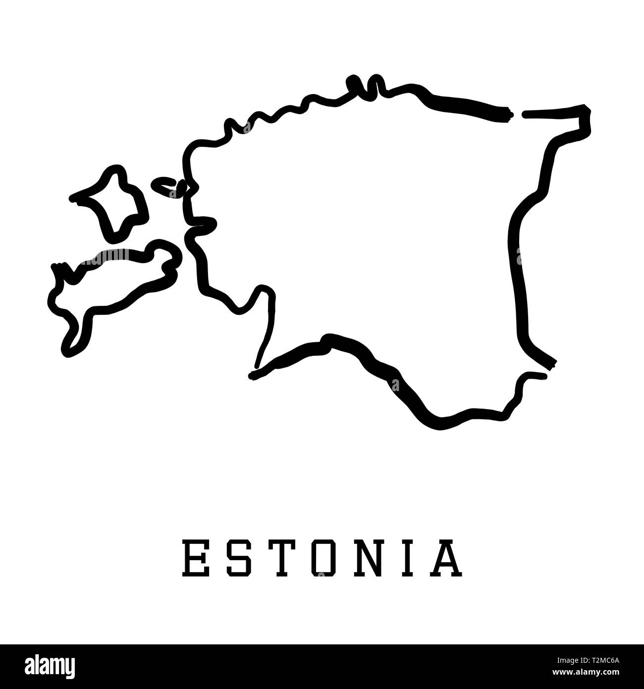 Estonia map outline - smooth country shape map vector. Stock Vector