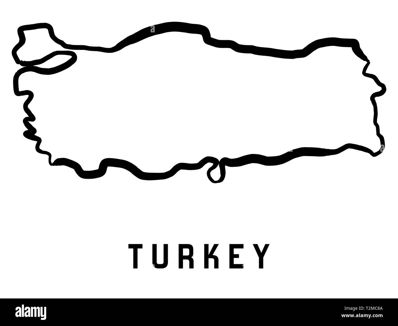 Turkey map outline - smooth country shape map vector. Stock Vector