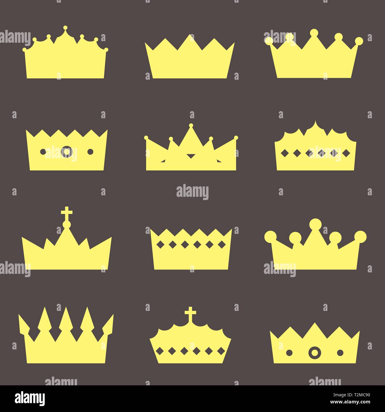 Crown icons collection - royal insignia vector illustration set Stock ...
