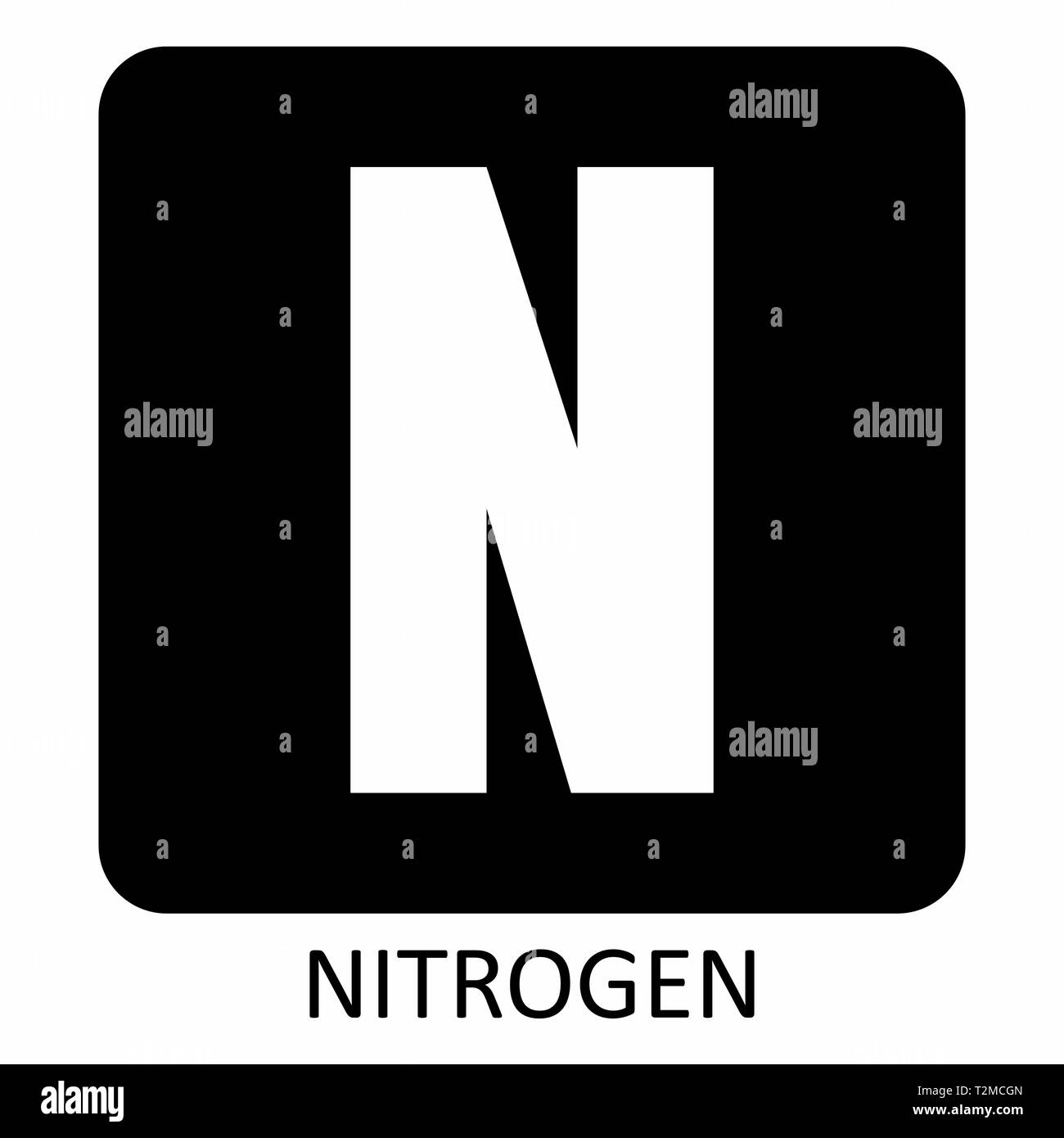 The white Nitrogen symbol illustration on dark background Stock Vector