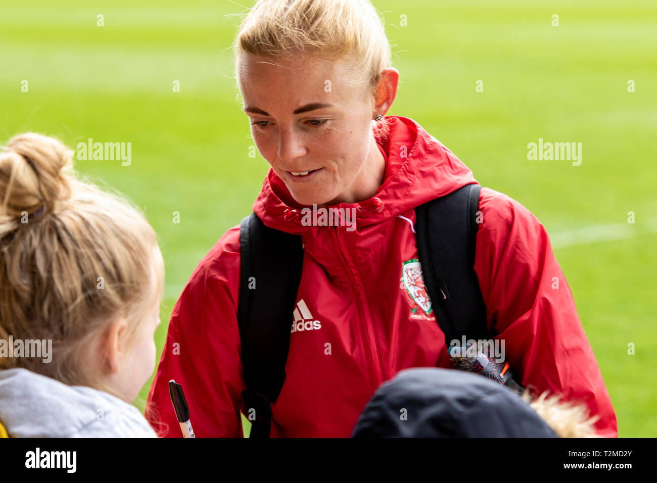 Sophie Ingle of Wales Women trains at Rodney Parade ahead of the Wales v Czech Republic International Friendly. Stock Photo