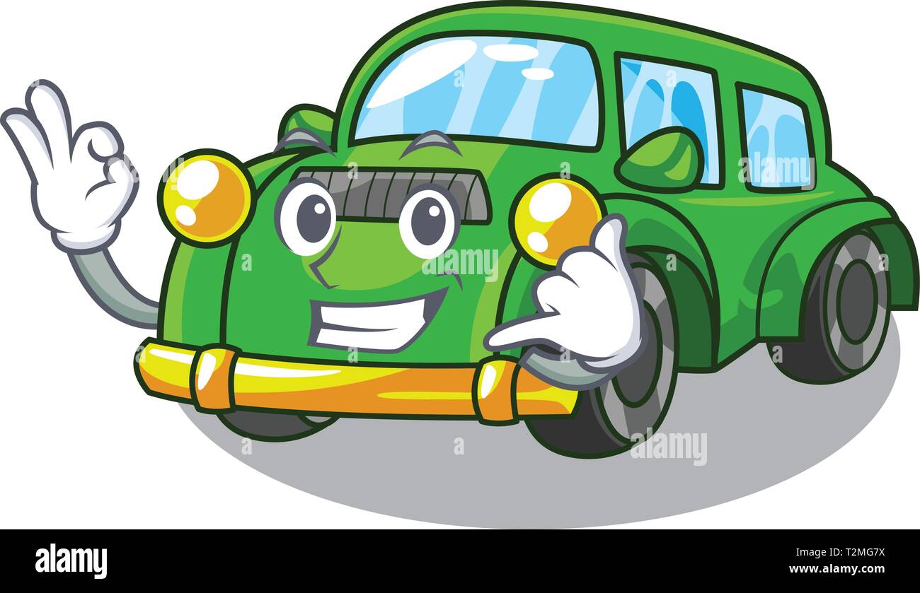 Call Me Classic Car Toys In Cartoon Shape Vector Illustration