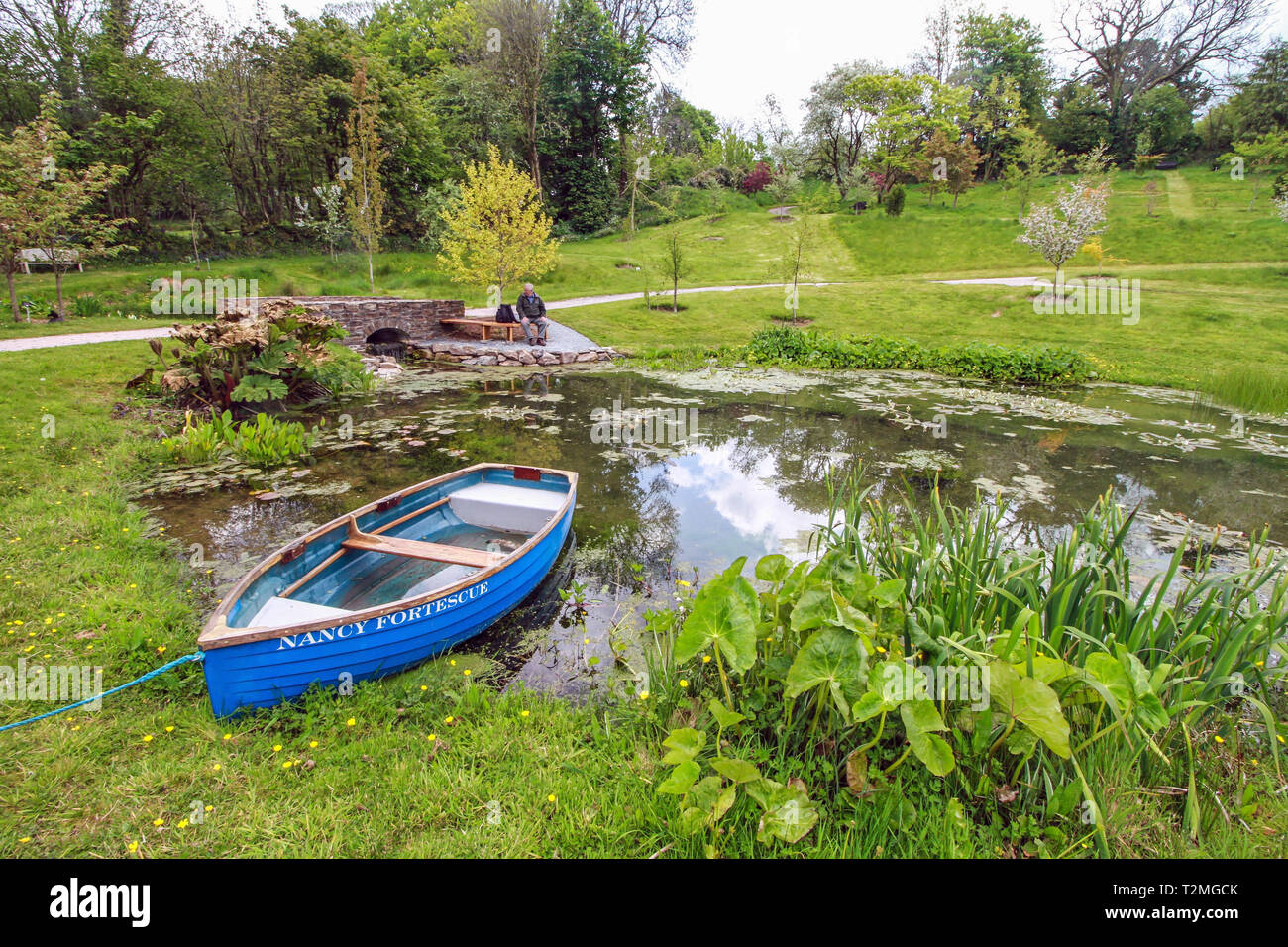 Nancy Fortescue boat at the arboretum. Garden House, Buckland Monachorum, Devon Stock Photo