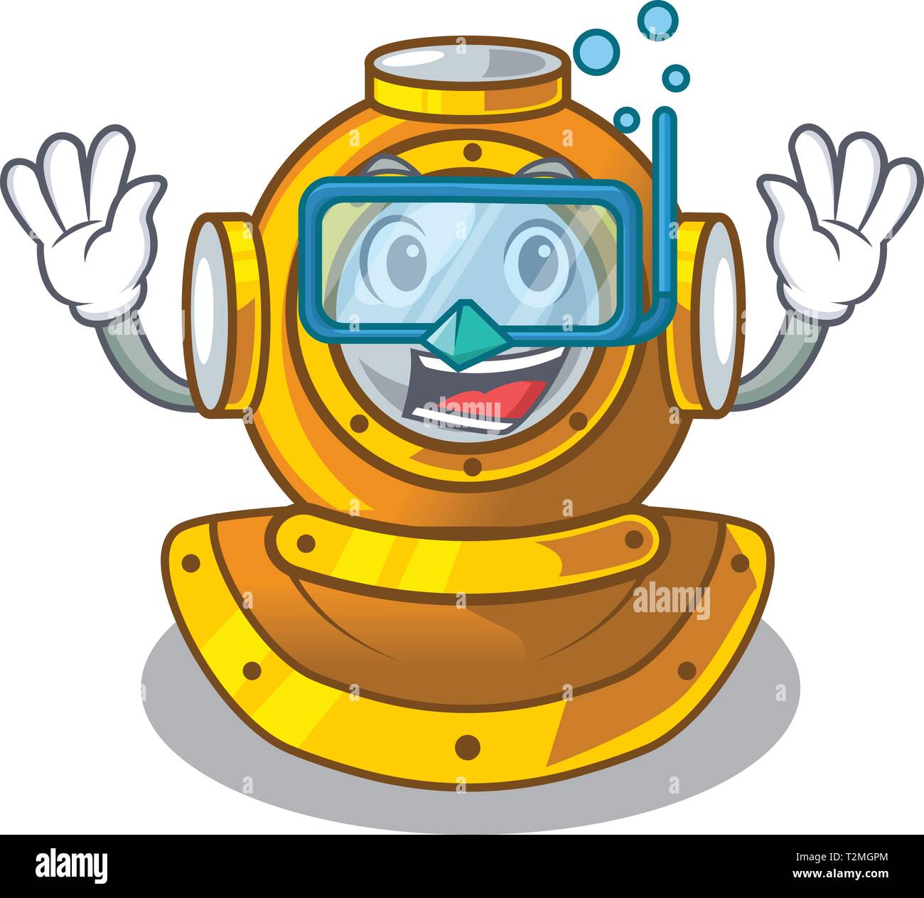 Diving helmet diving isolated in the cartoon vector illustration Stock