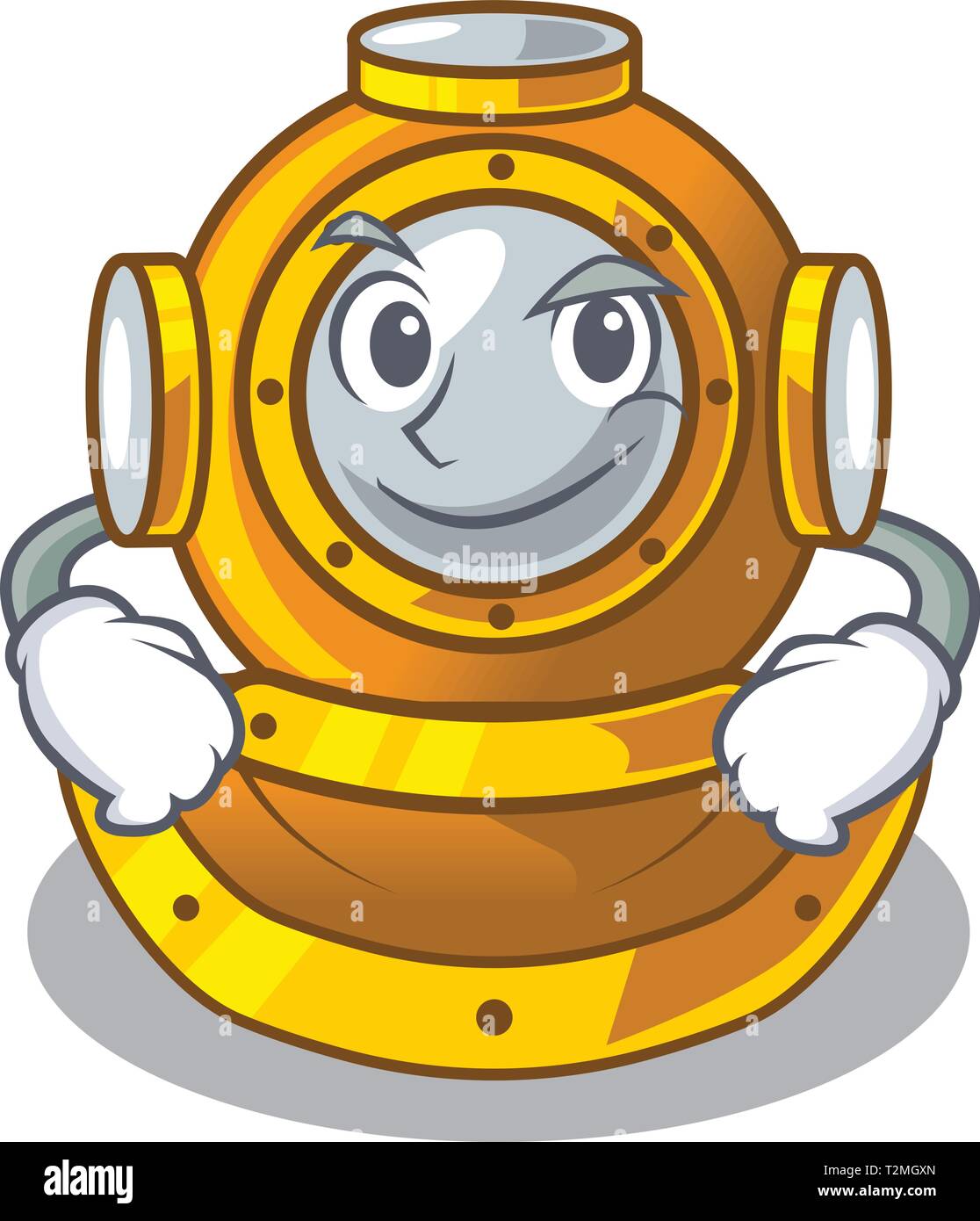 Smirking helmet diving isolated in the cartoon vector illustration