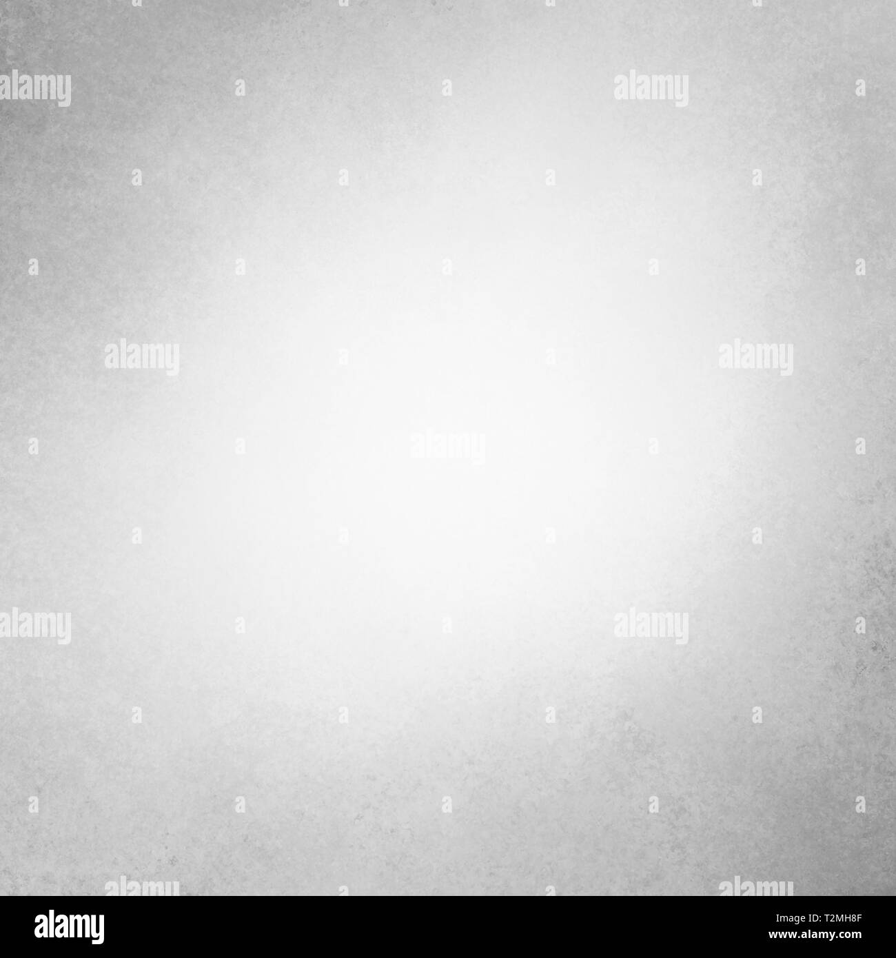 old gray and white background with vintage distressed texture and dark grunge border with soft light center, monochrome black and white background des Stock Photo