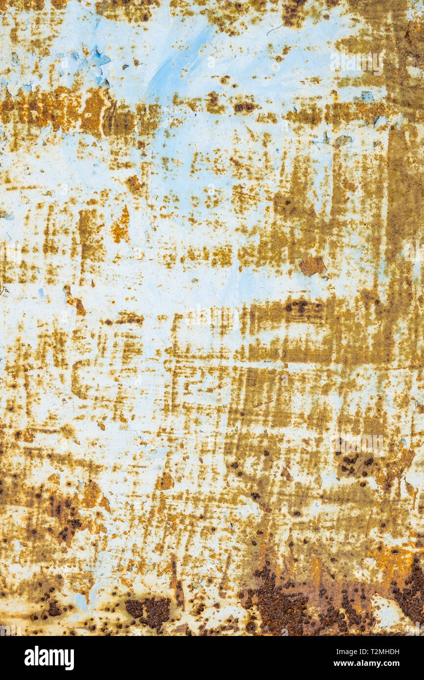 Rusted sheet of metal and grunge texture. Corrosion and oxidized background. Stock Photo
