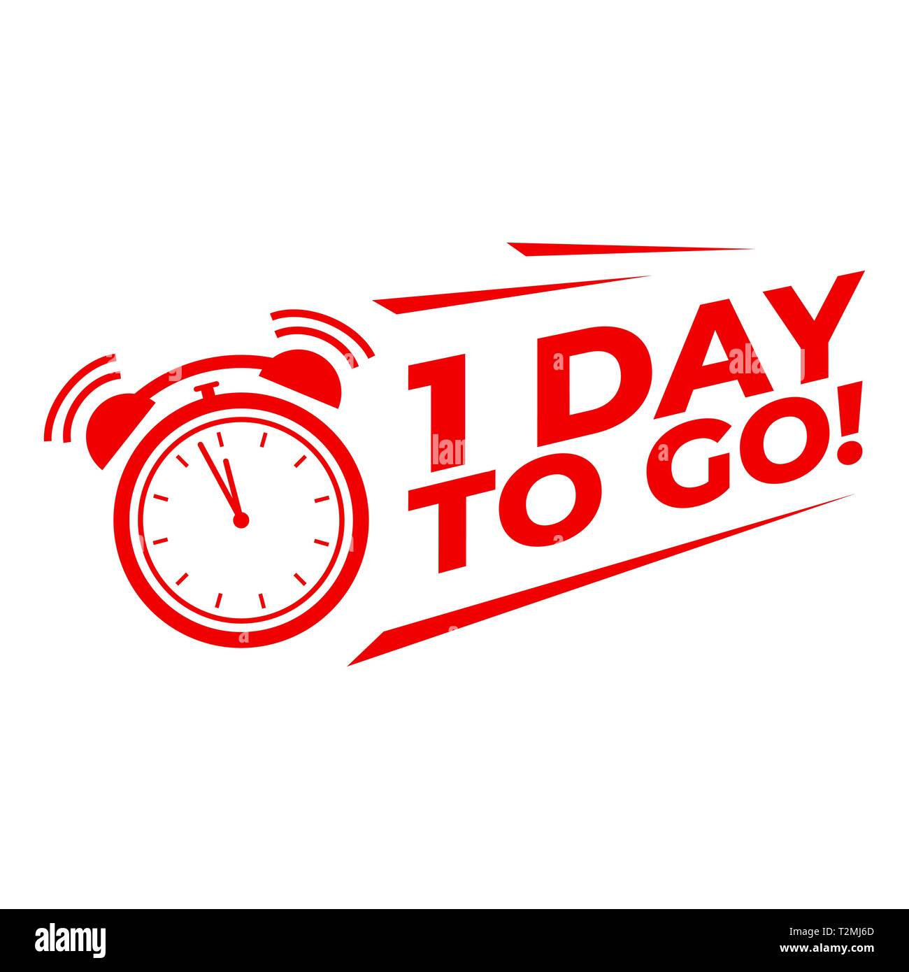 1 day to go with alarm clock, Sale promotion campaign countdown Stock