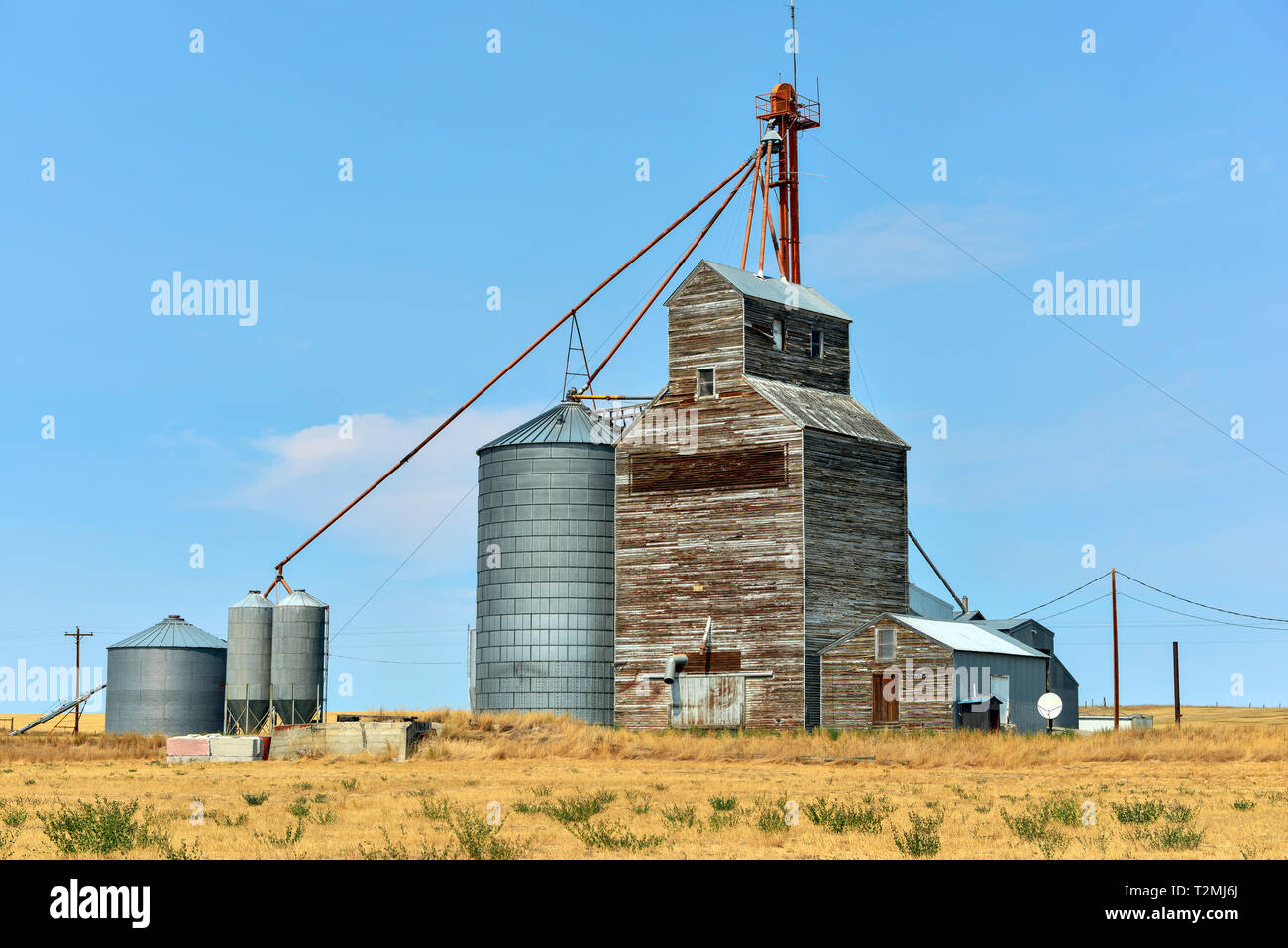Grain elevator on the prairie in Montana, USA Stock Photo Alamy