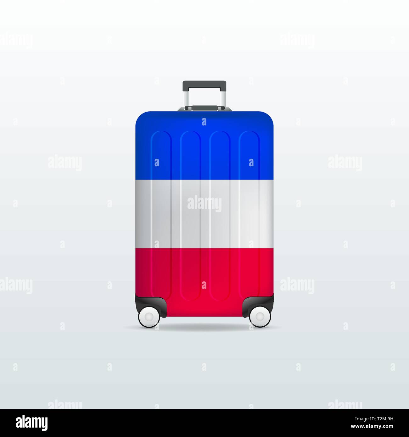 Travel luggage bag with France flag. Realistic suitcase Stock Vector