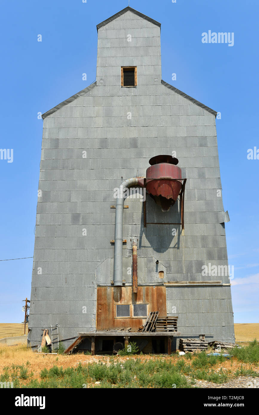 Old metal grain elevator on the prairie in Montana, USA Stock Photo Alamy