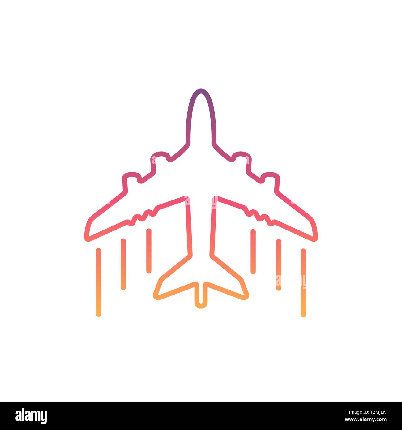 Colorful Airplane line icon. Stock Vector