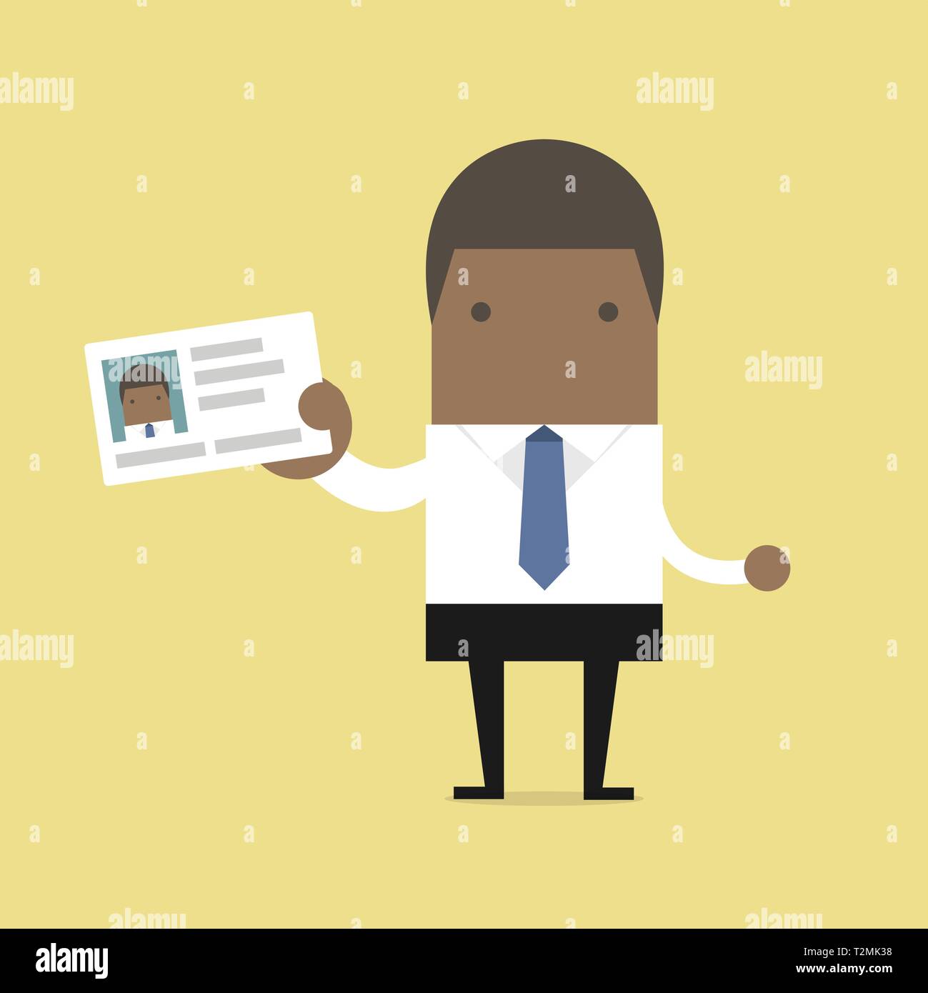 African businessman holding id card in flat style Stock Vector Image ...