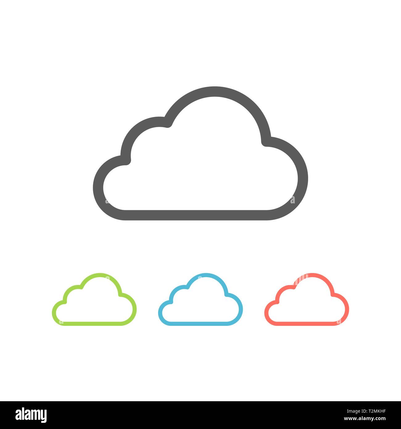 Cloud icon flat line. Stock Vector